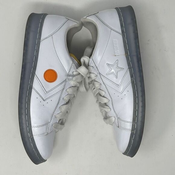 Converse White Pro Leather Low x Rokit Orange Pop 2020 Sneaker Shoes Size 9 - Picture 4 of 7